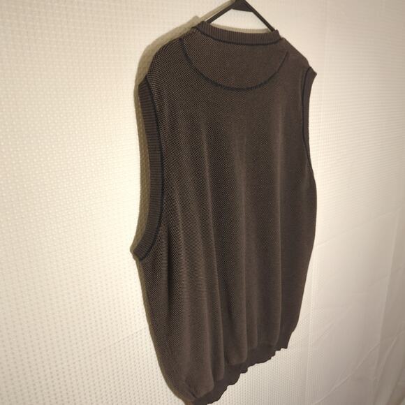 Cutter & Buck Sweater Vest 2XLT Brown Textured Knit Big Tall V Neck Hong Kong - Picture 6 of 6